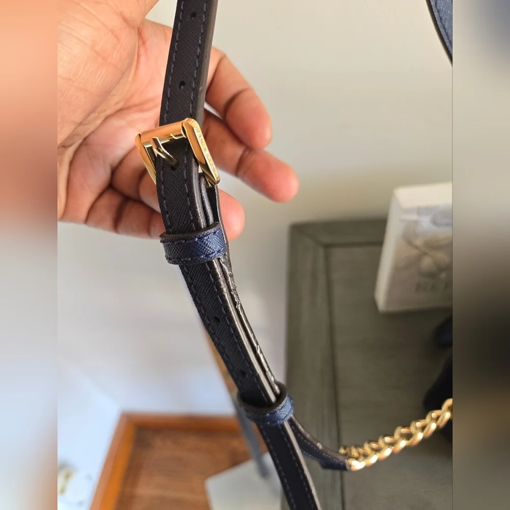 Michael Kors Mini Hamilton Crossbody Navy Blue/Gold